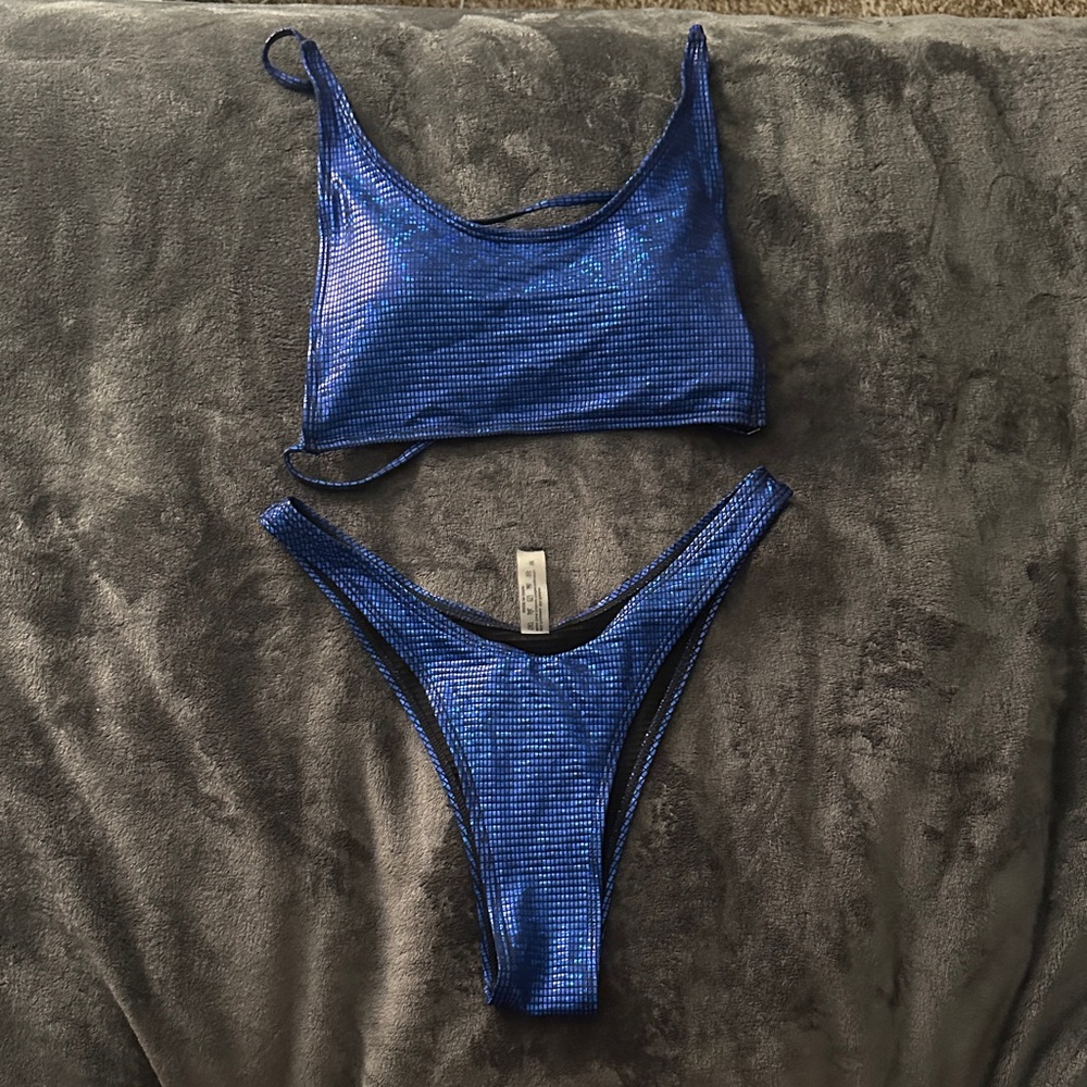 SHEIN Shimmering Blue Bikini Set